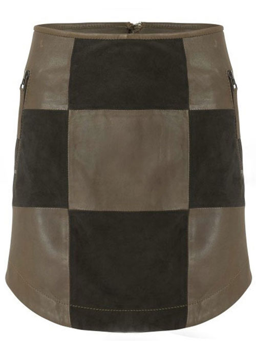 Check Smart Leather Skirt - # 488