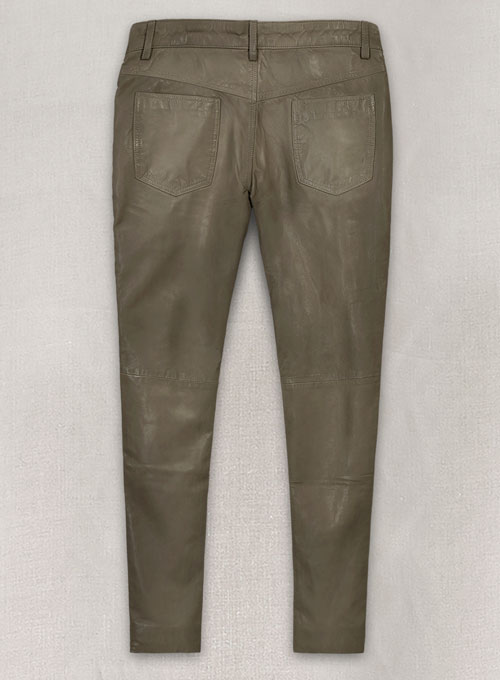 (image for) Croma Gray Washed and Wax Leather Pants - Jeans Style