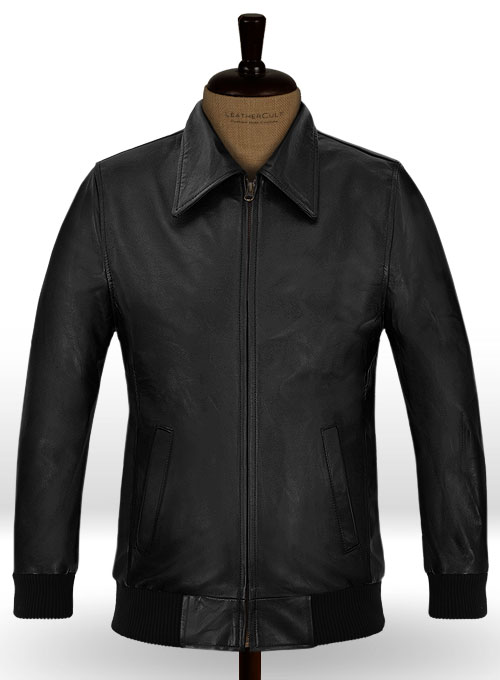 (image for) Classic Bomber Leather Jacket - Click Image to Close