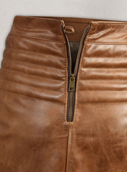 (image for) Cognac Front Yoke Leather Skirt #454 - Click Image to Close