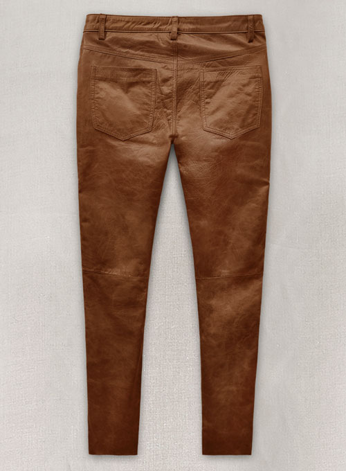 (image for) Cognac Leather Pants - Jeans Style