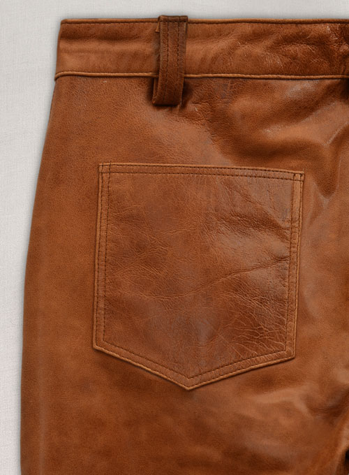 (image for) Cognac Ricky Martin Leather Pants - Click Image to Close