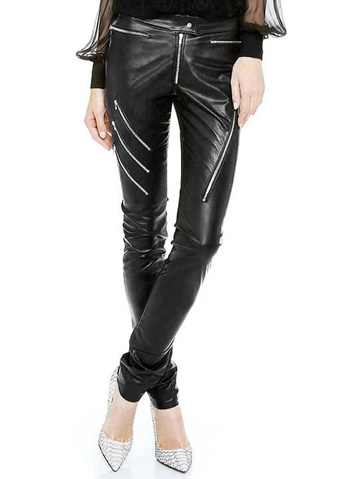 Leather leggings with zip - Women