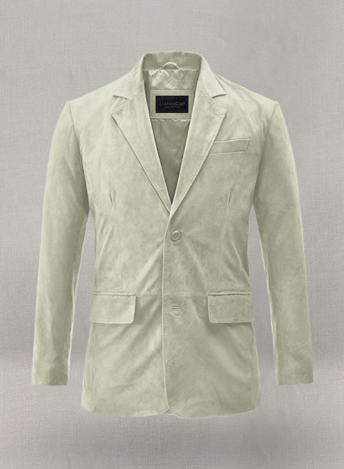 (image for) Cream Beige Suede Leather Blazer - Click Image to Close