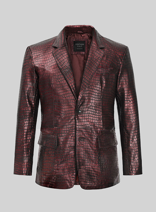 (image for) Croc Antique Rose Leather Blazer - Click Image to Close