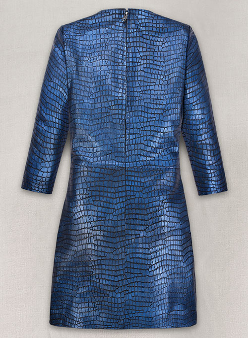 (image for) Croc Metallic Blue Cacoon Leather Dress - # 757 - Click Image to Close