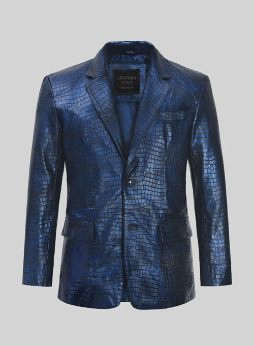 (image for) Croc Metallic Blue Leather Blazer