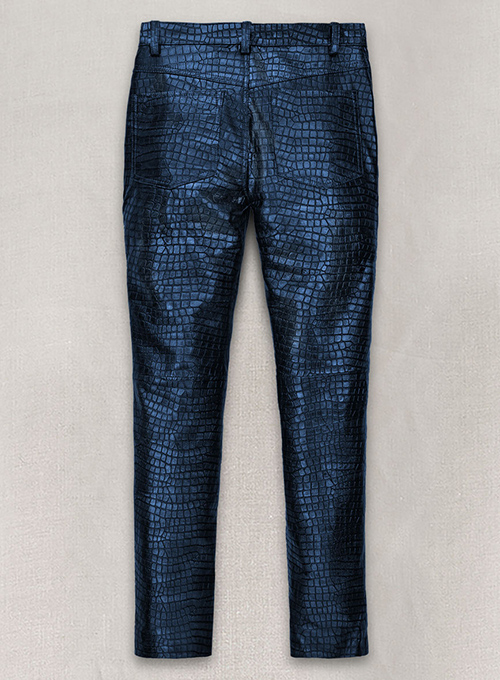 (image for) Croc Metallic Blue Leather Pants - Jeans Style - Click Image to Close