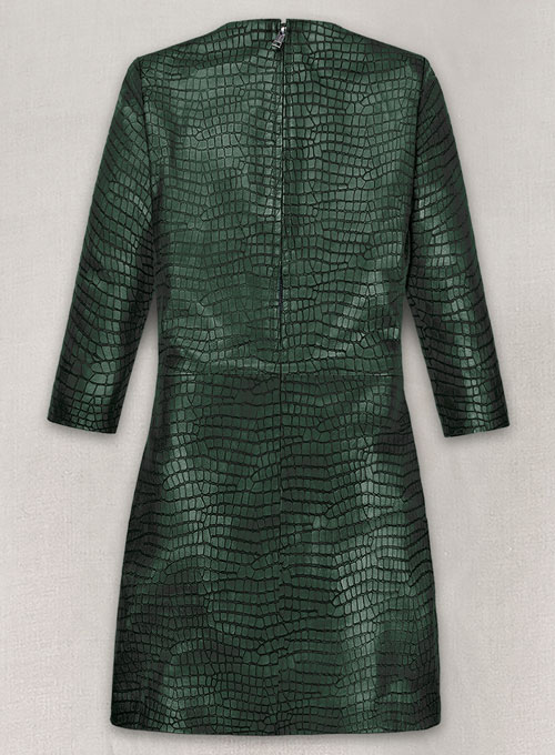 (image for) Croc Metallic Green Cacoon Leather Dress - # 757