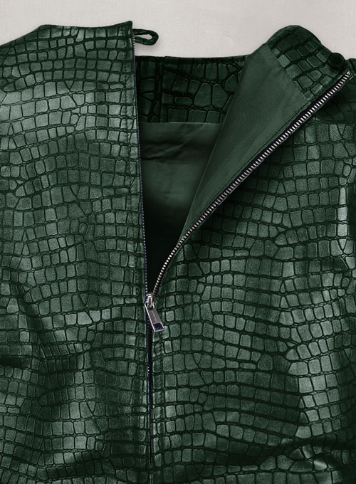(image for) Croc Metallic Green Cacoon Leather Dress - # 757 - Click Image to Close