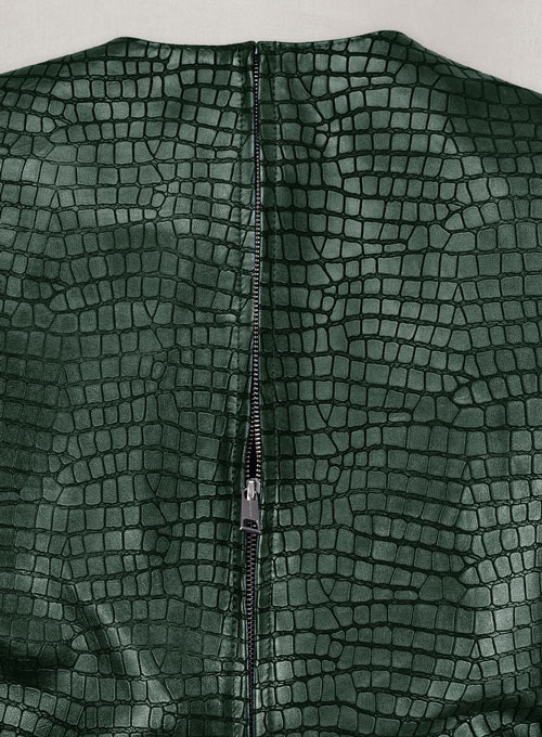 (image for) Croc Metallic Green Cacoon Leather Dress - # 757 - Click Image to Close