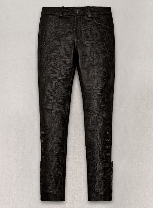 (image for) Crocodile Dark Brown Hyde Leather Pants - Click Image to Close