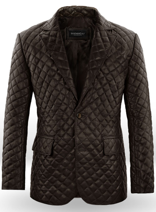Dark Brown Bocelli Quilted Leather Blazer