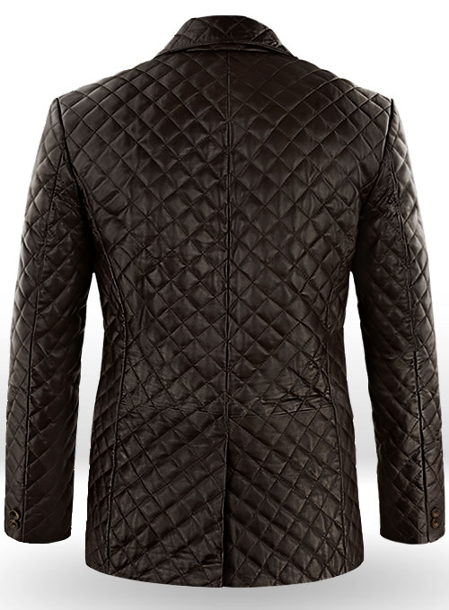 Dark Brown Bocelli Quilted Leather Blazer - Click Image to Close