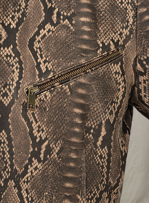 (image for) Dark Brown Python Zipper Leather Blazer #3 - Click Image to Close