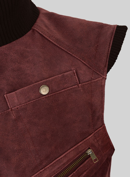 (image for) Dark Vintage Red Leather Biker Vest # 314 - Click Image to Close