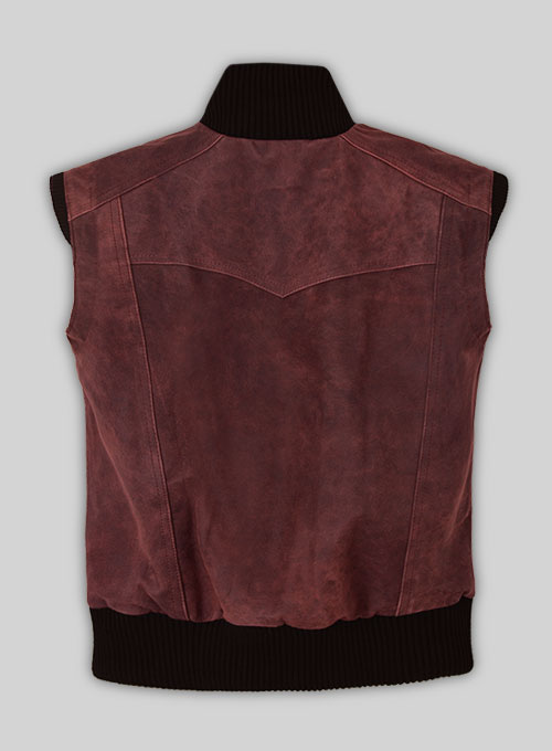 (image for) Dark Vintage Red Leather Biker Vest # 314 - Click Image to Close