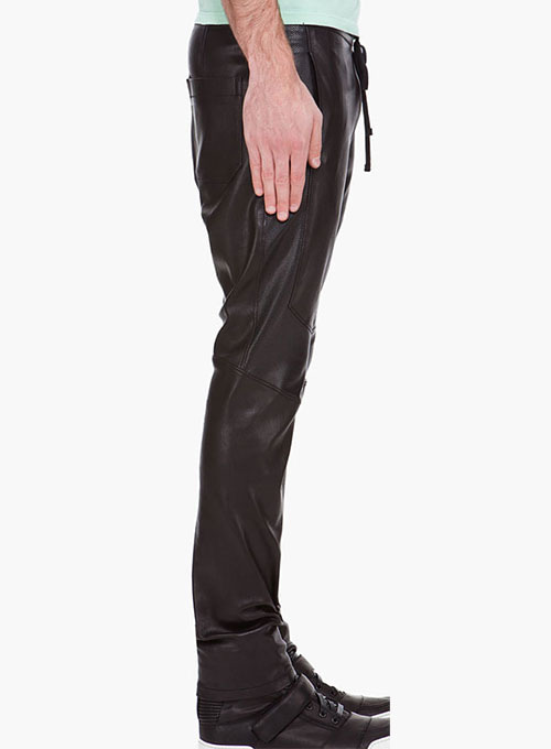 (image for) Drawstring Designer Leather Pants - Click Image to Close