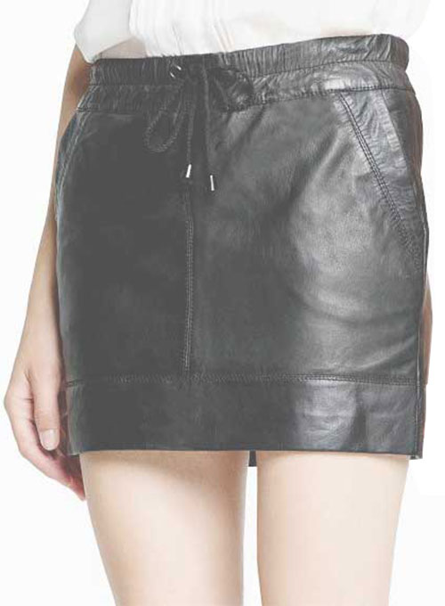 Drawstring Leather Skirt - # 421