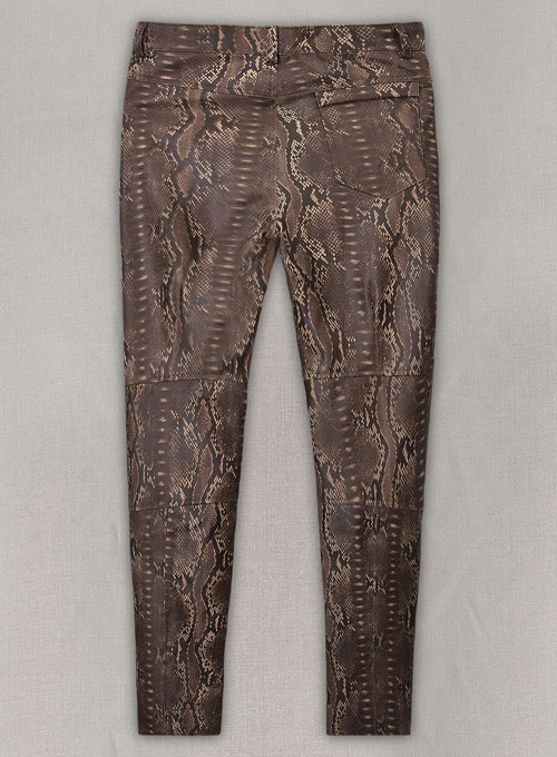 (image for) Dark Brown Python Leather Jeans Style #522 - Click Image to Close