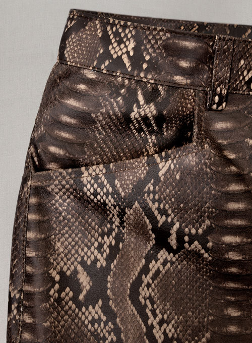 (image for) Dark Brown Python Leather Jeans Style #522 - Click Image to Close