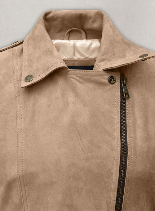 (image for) Dusty Beige Suede Leather Fringes Jacket #1008