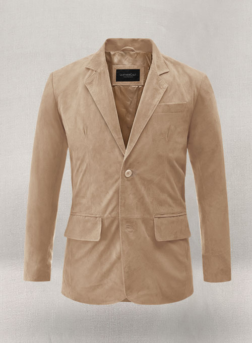 (image for) Dusty Beige Suede Leather Blazer - Click Image to Close