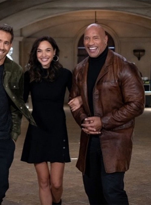 (image for) Dwayne Johnson Red Notice Leather Trench Coat - Click Image to Close