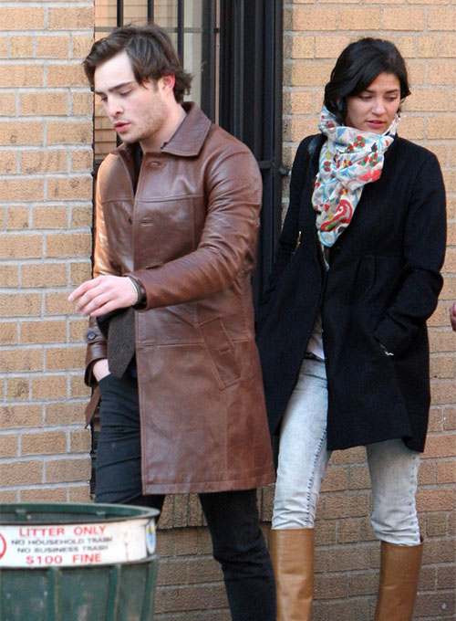 (image for) Ed Westwick Leather Trench Coat