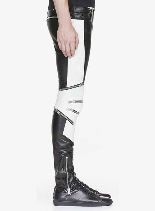 (image for) Electric Zipper Combination Leather Pants - Click Image to Close