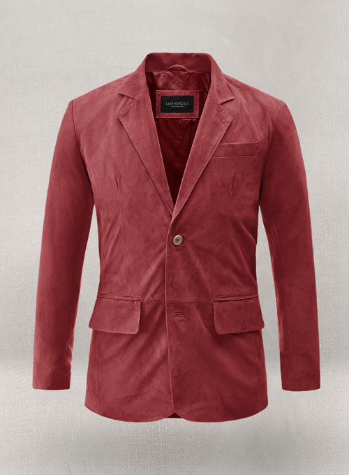 French Red Suede Leather Blazer