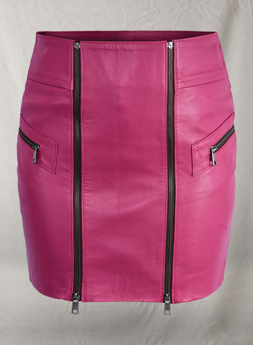 Pink leather 2024 skirt zip