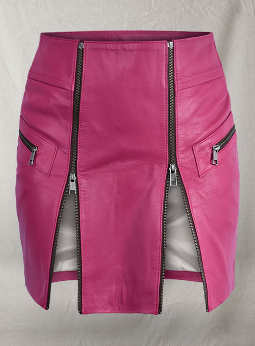 Front Zipper Leather Mini Skirt - # 143 - Click Image to Close