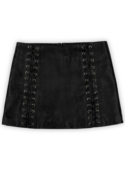 Geneva Lace-Up Leather Skirt - Click Image to Close