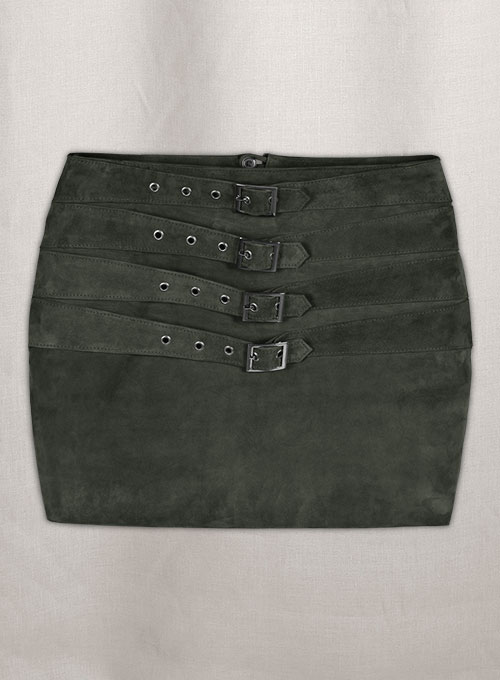 (image for) Gray Suede Bossy Buckle Leather Skirt - #443 - Click Image to Close