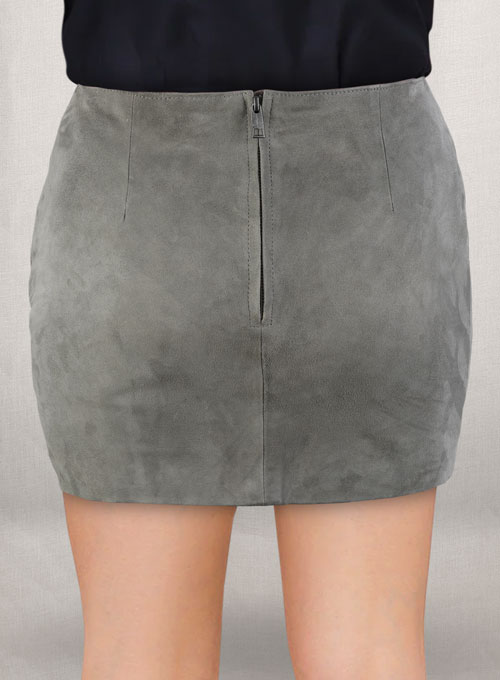 Gray Suede Bossy Buckle Leather Skirt 443 LeatherCult Genuine Custom Leather Products Jackets for Men Women