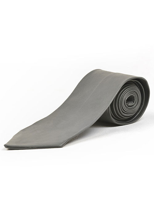 Gray Leather Tie - Click Image to Close