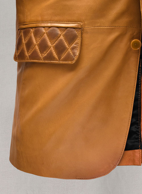 (image for) Harper Burnt Mustard Leather Blazer - Click Image to Close