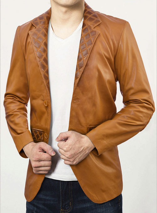 (image for) Harper Burnt Mustard Leather Blazer - Click Image to Close