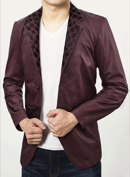 (image for) Harper Burnt Wine Leather Blazer - Click Image to Close