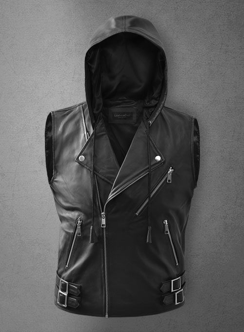 Leather Hood Vest # 309