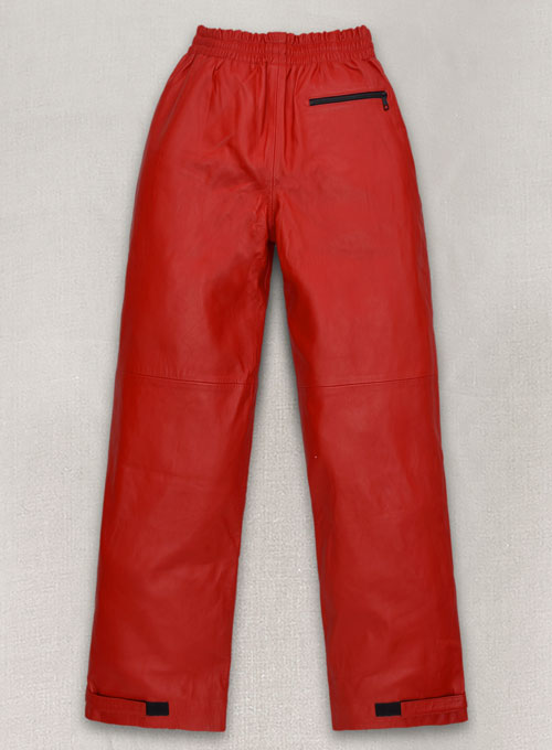 Kylie Jenner Red Leather Pants Women Pure Lambskin Joggers Leather