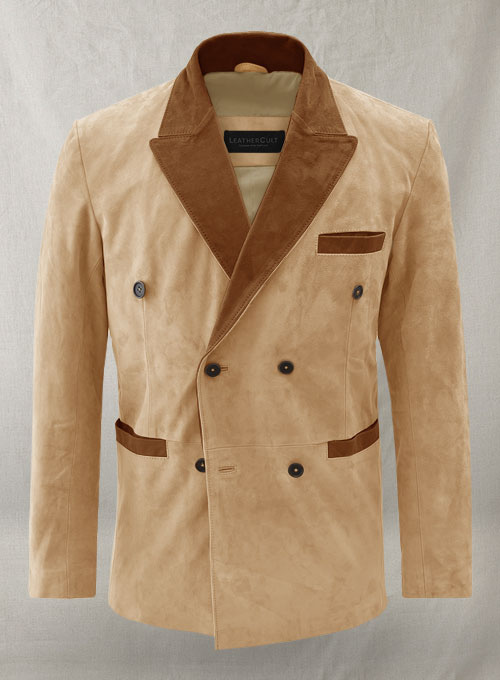 Men's Double Breasted Suede Leather Coat