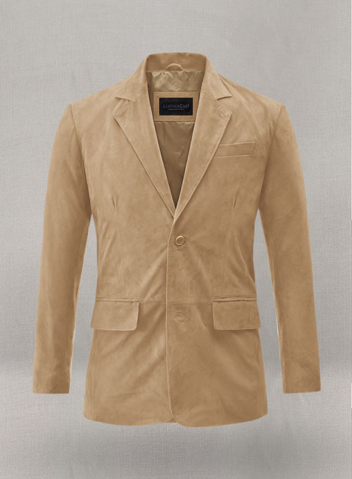 (image for) Latte Beige Suede Leather Blazer - Click Image to Close