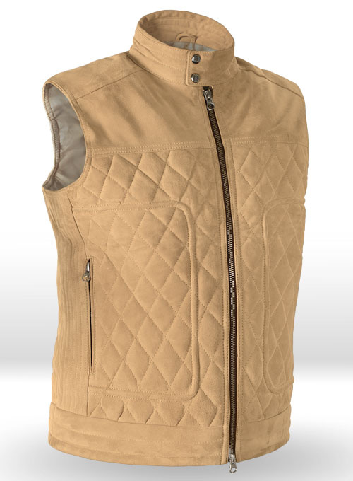 LeatherCult.Com - Latte Beige Suede Leather Vest # 324