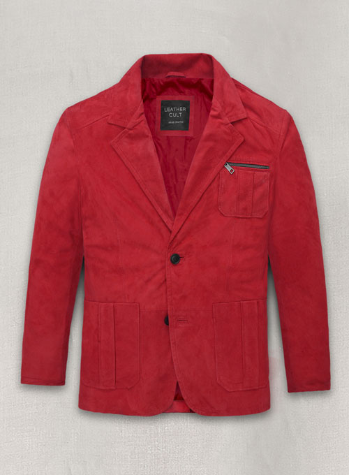 (image for) Lava Red Suede Leather Blazer - # 125 - Click Image to Close