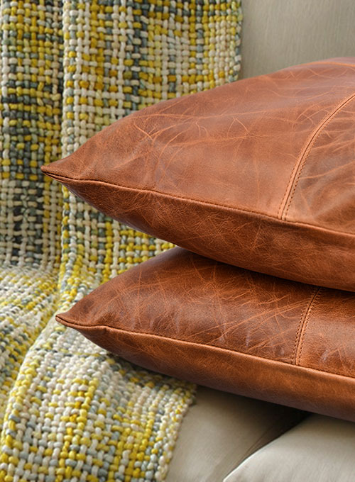 Leather throw hotsell pillow cover