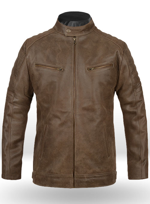 (image for) Vintage Gravel Brown Leather Jacket # 657 - Click Image to Close
