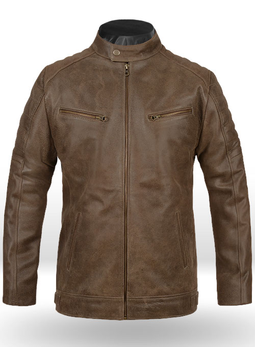 (image for) Vintage Gravel Brown Leather Jacket # 657