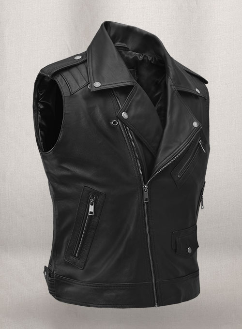 Leather Biker Vest # 318 - Click Image to Close